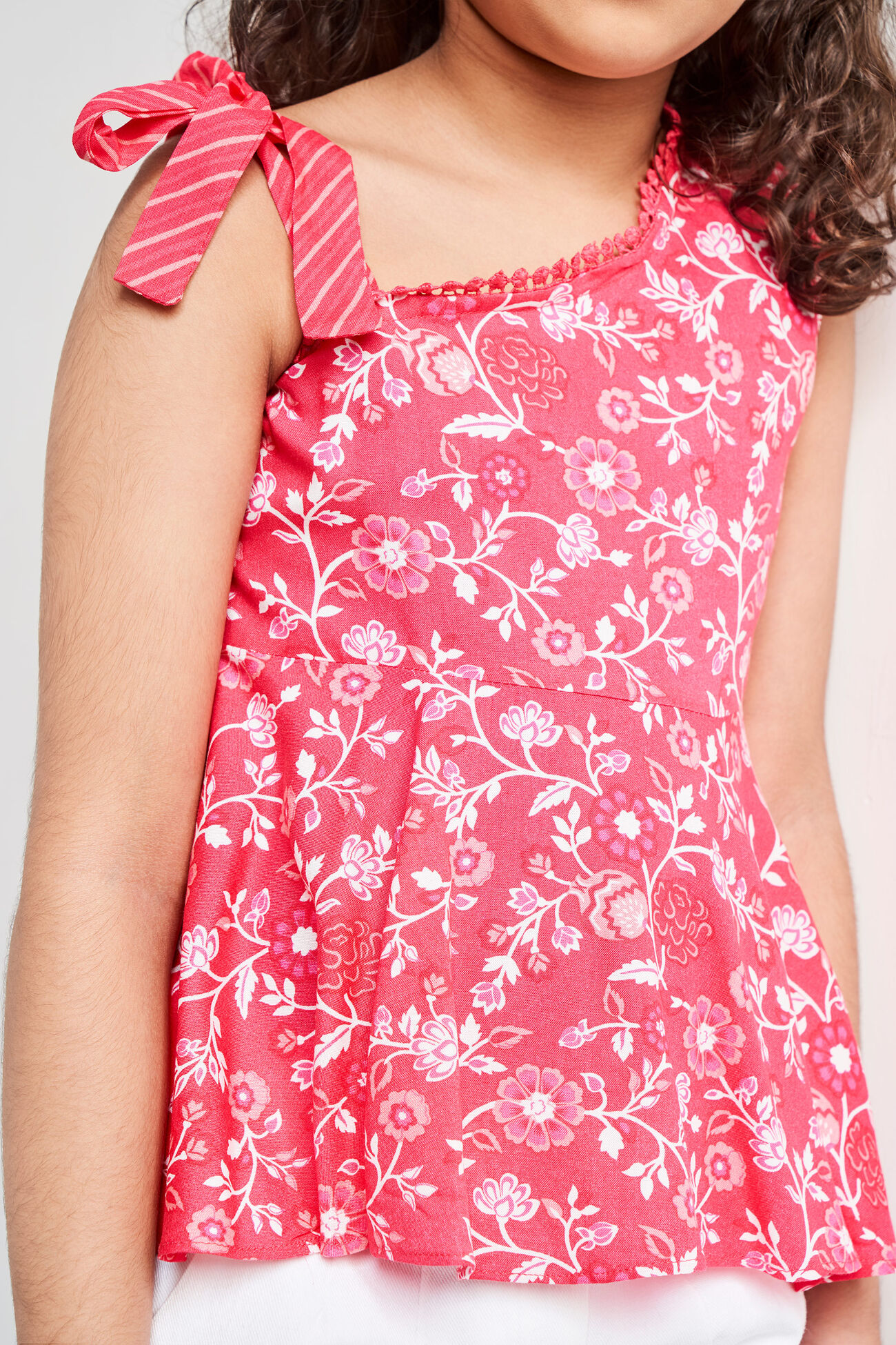 Pink Floral Flared Top, Pink, image 3